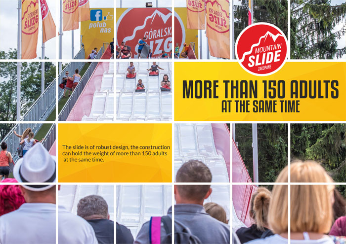150 adults same time on giant slide 